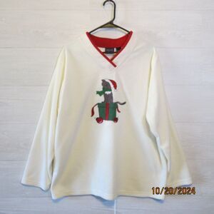 Vintage Bobby Brooks Fleece Christmas Cat Sweater Size XL